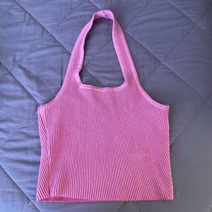 Gianni Bini pink ribbed halter tank top sz M